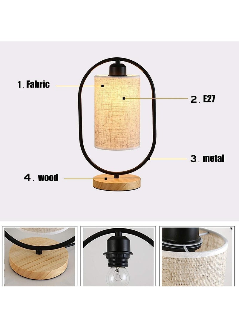 XiuWoo Modern Desk Lamps with Switch, Linen Lampshade Metal Desk Light Wooden Nightstand Night Light for Living Room, Office, Room Bedside, Bedroom - Image 4