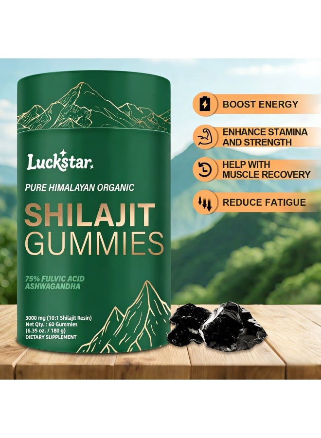 Luckstar Pure Himalayan Organic Shilajit Gummies | 3000mg 10:1 Extract with 75% Fulvic Acid & Ashwagandha | Natural Tamarind Flavor | Boost Energy, Stamina & Focus | 60 Count - Image 5