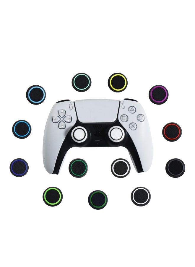 Generic PS4 Rocker Cap PS5 Silicone Cap Xbox One Handle Rocker Cap Two-color Mushroom Head 3D Handle Protective Cover-Product Color:Ps Black Background Green Circle 1 Piece  - Image 2
