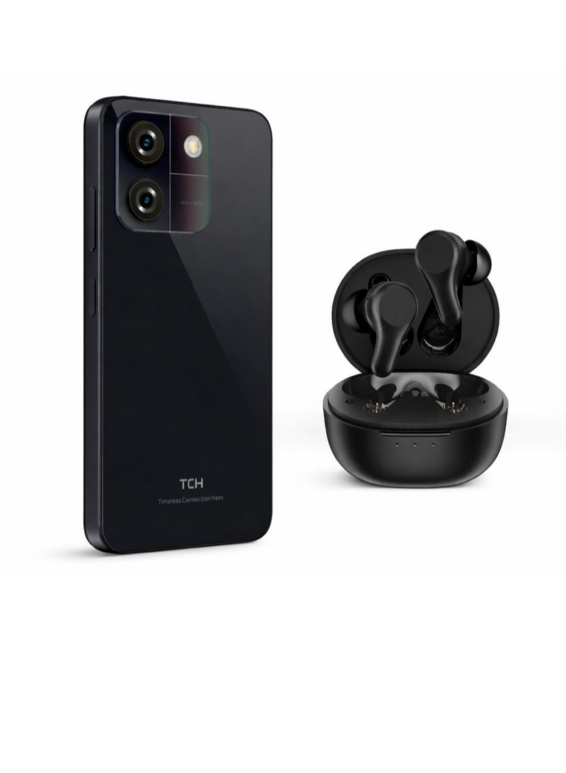 TCH NEO BLACK SMARTPHONE 4GB RAM  + 4GB Virtual RAM 64GB ROM (International Version) with TCH Wireless Earbuds Boom Trap L30 Black (International Version) - Image 1
