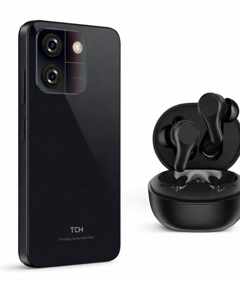 TCH NEO BLACK SMARTPHONE 4GB RAM  + 4GB Virtual RAM 64GB ROM (International Version) with TCH Wireless Earbuds Boom Trap L30 Black (International Version) - Image 1