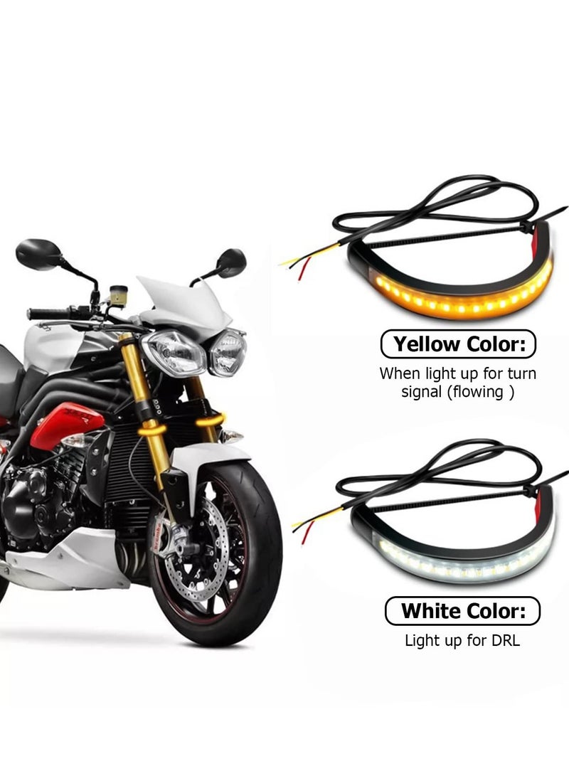 SYOSI 2Pcs Motorcycle LED Turn Signal Light Adjustable Switchback Dual Color White Amber Fork Blinkers Universal Daytime Running Waterproof Signals for - Image 2