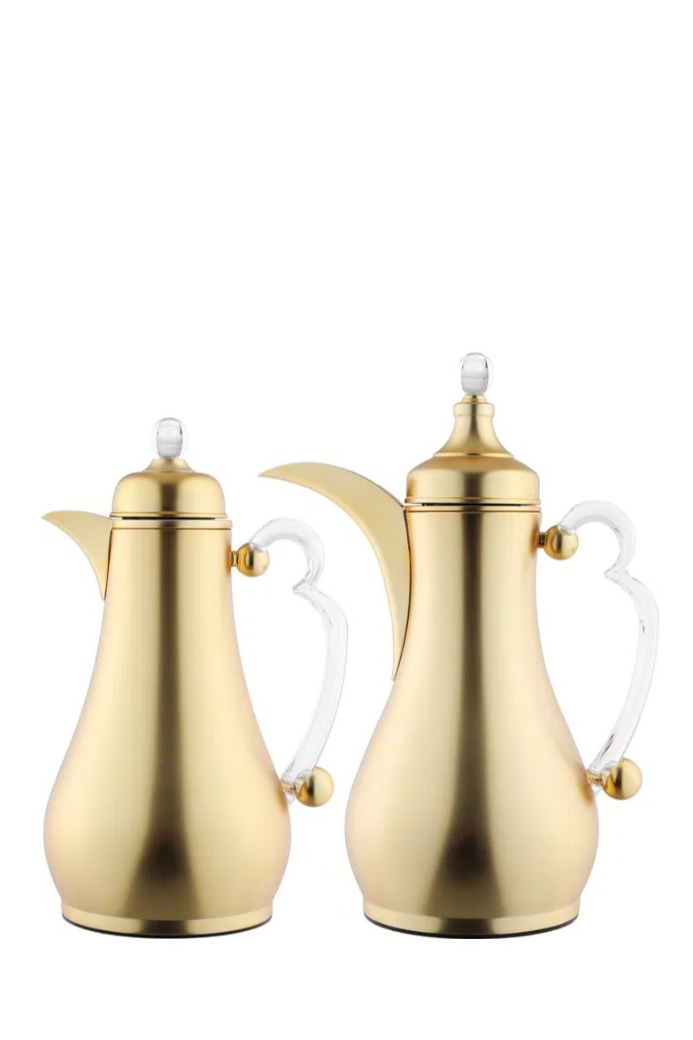 السيف غاليري طقم ترامس الاصالة السيف غاليري، 1/1 لتر، خامة داحلية زجاج، هيكل خارجي استيل، يد شفاف، ضغاط - ذهبي - Image 2