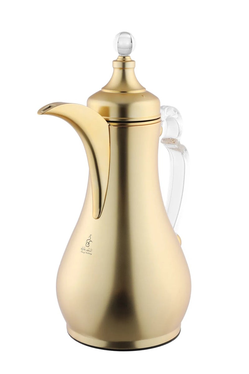 السيف غاليري طقم ترامس الاصالة السيف غاليري، 1/1 لتر، خامة داحلية زجاج، هيكل خارجي استيل، يد شفاف، ضغاط - ذهبي - Image 5