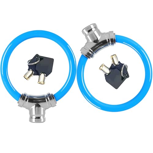 MyyYiTar 2Pcs 11mm Bike Lock 7Pin Zinc Alloy Ring Lock with Keys 112g Lightweight Chain Extended for BicycleEBike Secure for Quick StopsBlue - Image 1