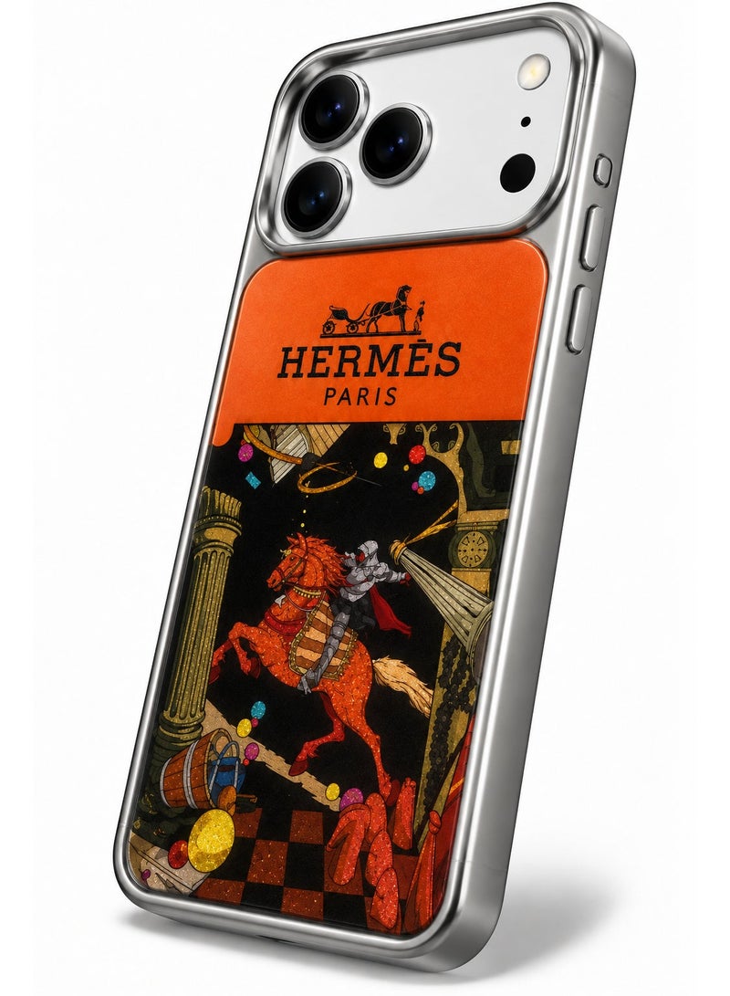 HERMES Protective case compatible with iPhone 18 Pro Max & iPhone 17 Pro Max, featuring various designs, a glossy-finish frame, and a carbon fiber-patterned back—stylish and modern protection. - Image 2