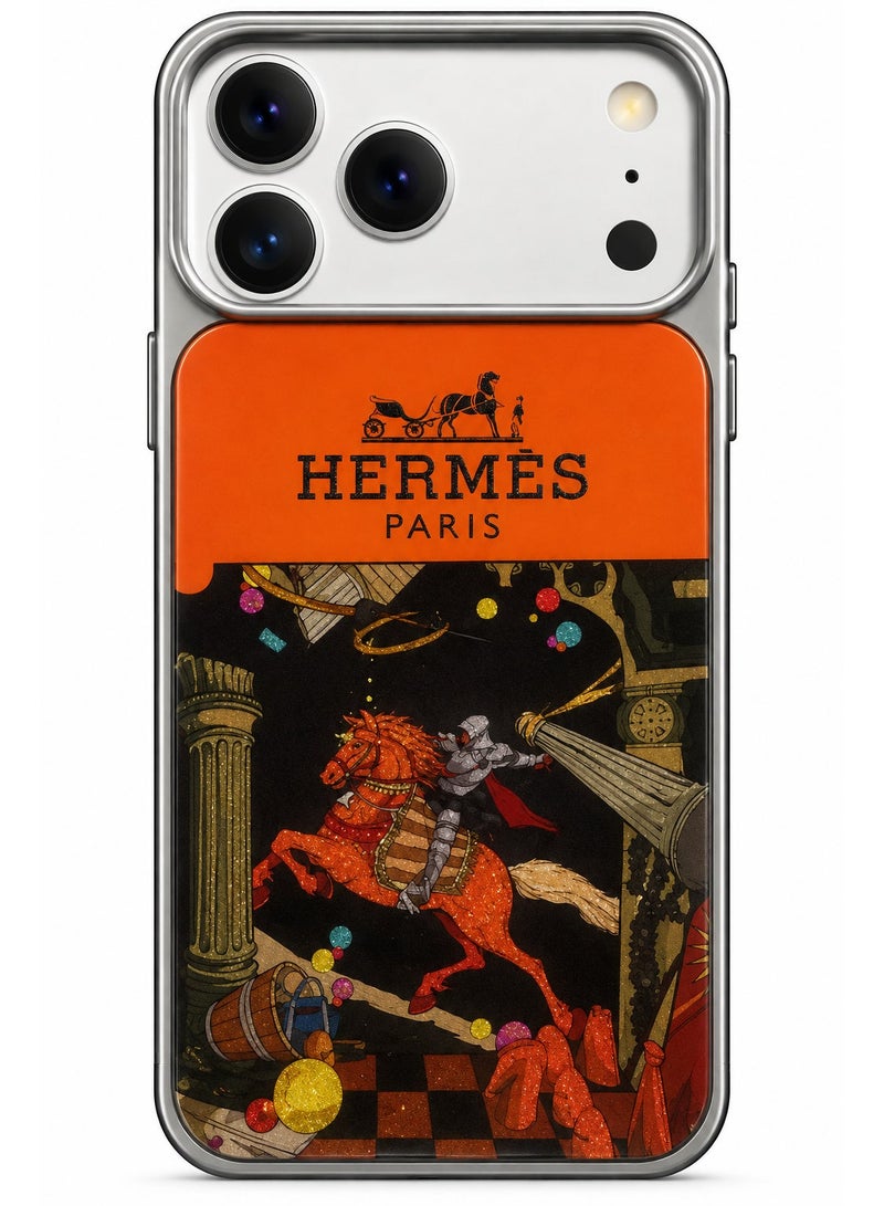 HERMES Protective case compatible with iPhone 18 Pro Max & iPhone 17 Pro Max, featuring various designs, a glossy-finish frame, and a carbon fiber-patterned back—stylish and modern protection. - Image 1