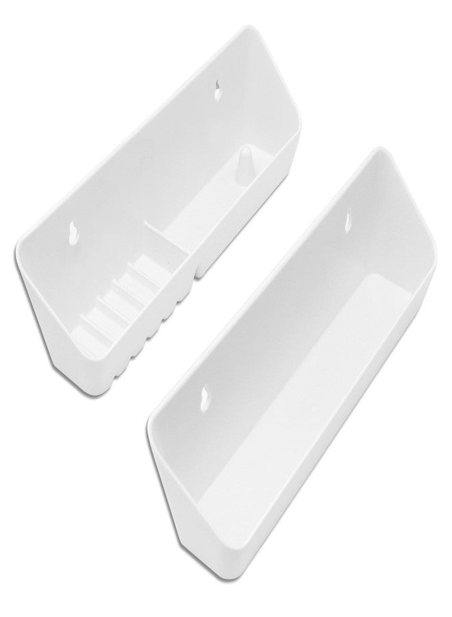 Baudelun 11 inch Tip Out Sink Tray, 2 Pack Molded Sink Front Tip-Out Trays with Mounting Screws, Pull Out Shelf Home White Organizer, White - Image 4