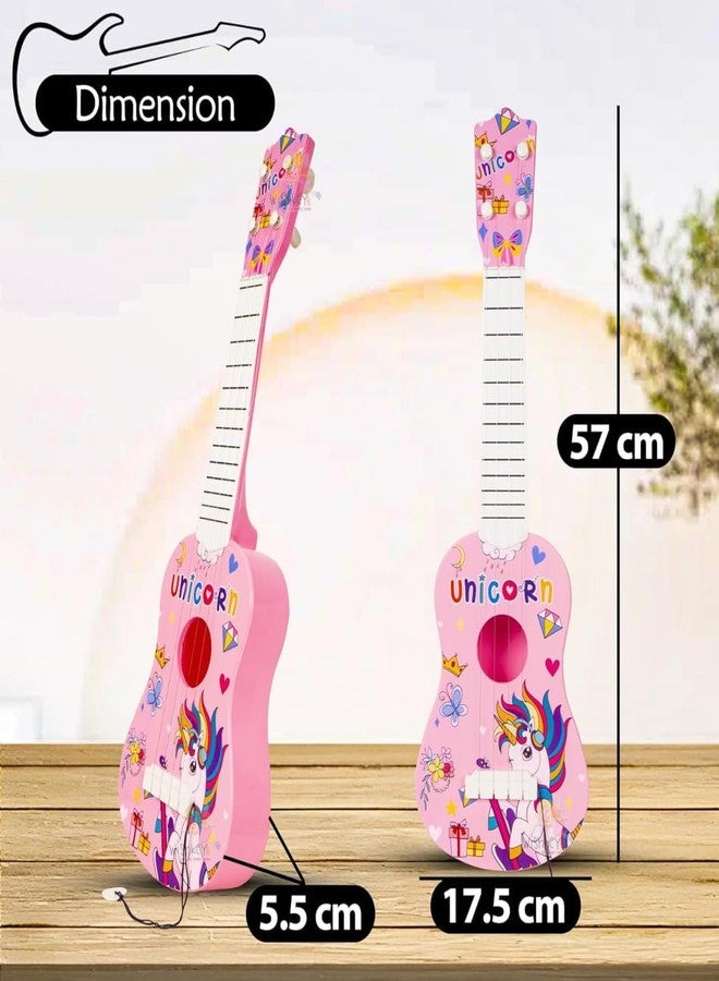 ZELVO Jungle Theme Guitar 4 Strings Acoustic Music Toys for Kids, Educational Toy Guitar for Beginners, Musical Instrument, Learning Musical Toy, Sound Toys, Pink, 6+Years, 24" (Pack of 1) (Unicorn) - Image 3