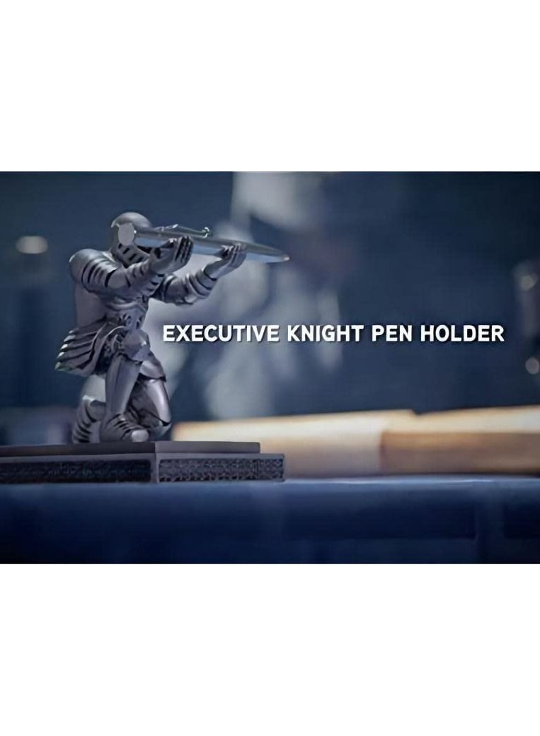 SYOSI Executive Knight Pen Holder Personalized decoration Desk Accessory Stationery organizer creative Pen Stand Decorative Gift for Office Blue - Image 5