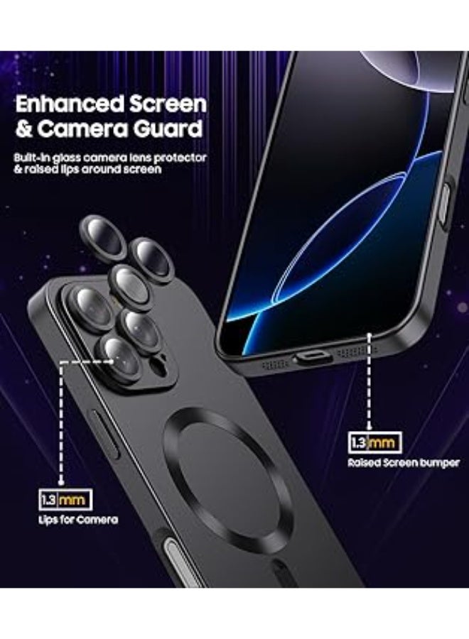 Compatible with Magnetic Case for iPhone 16 Pro Max with Camera Lens Protector,Compatible with Magsafe,Full Protection Slim Anti-Scratch Soft TPU Bumper Phone Case for iPhone 16 Pro Max (Black) - Image 4