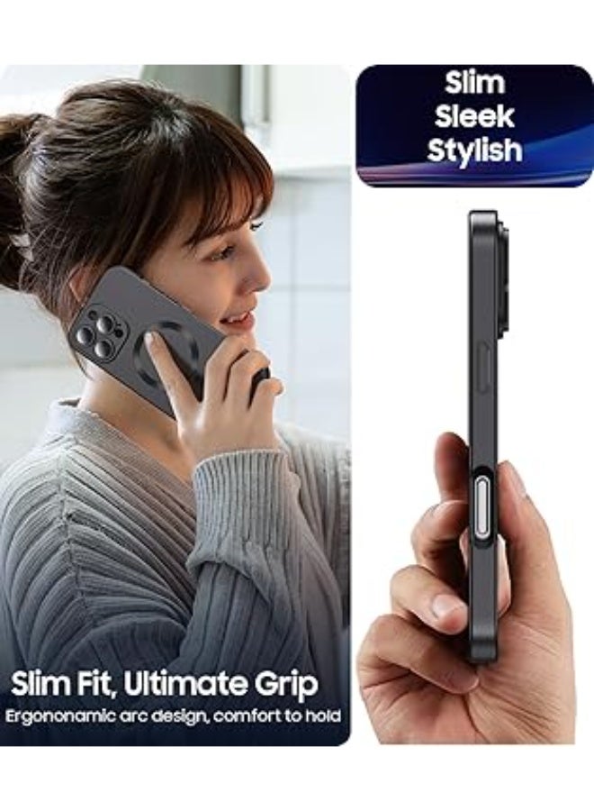 Compatible with Magnetic Case for iPhone 16 Pro Max with Camera Lens Protector,Compatible with Magsafe,Full Protection Slim Anti-Scratch Soft TPU Bumper Phone Case for iPhone 16 Pro Max (Black) - Image 2