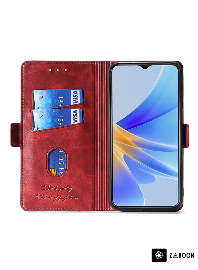 Zaboon Protective Case For Xiaomi Poco M5 4G Contrast Color Side Buckle Leather - Image 2