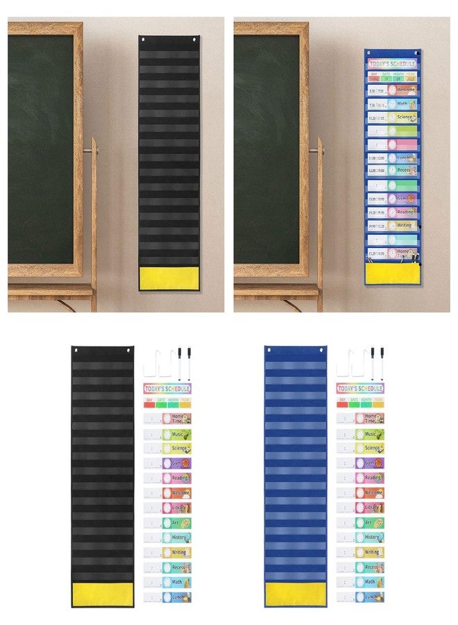 Merishopp Schedule Pocket Chart Educational Charts for Preschool Activity Teaching Aid black1 Set Scheduling Pocket Chart| Teaching Supplies| School Supplies | Kids & Teens at Home |Home & Garden - Image 3