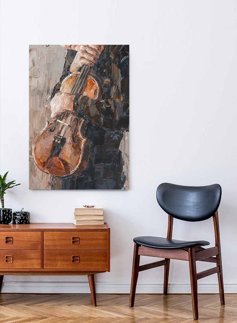 لوحة كانفاس على إطار خشبي، تصميم فتى صغير مع الكمان، للمنزل، غرفة المعيشة، المكتب، الديكور - Image 2