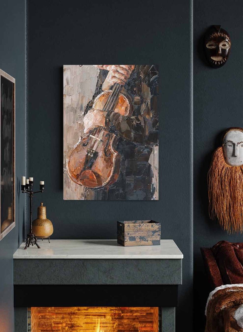 لوحة كانفاس على إطار خشبي، تصميم فتى صغير مع الكمان، للمنزل، غرفة المعيشة، المكتب، الديكور - Image 4