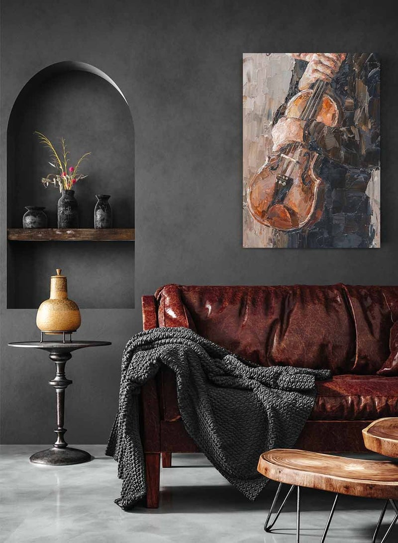 لوحة كانفاس على إطار خشبي، تصميم فتى صغير مع الكمان، للمنزل، غرفة المعيشة، المكتب، الديكور - Image 3