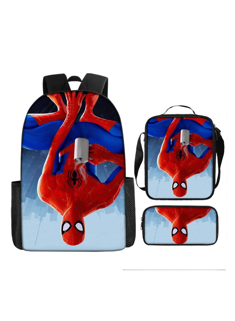 Backpacker Spider-Man Cartoon Digital Printing Children's Student School Bag Backpack 29*16*42CM + Shoulder Bag 19*6*23CM + Pencil Case 24*7*11CM Three-piece Set - Image 1