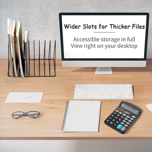 Shimeyao 6 Pieces Magazine Holder Triangle File Holder Book Record Metal Vinyl Record Storage Magazine Rack Multifunction Triangle File Organizer Sorter for Decor Home Office (Black) - Image 3