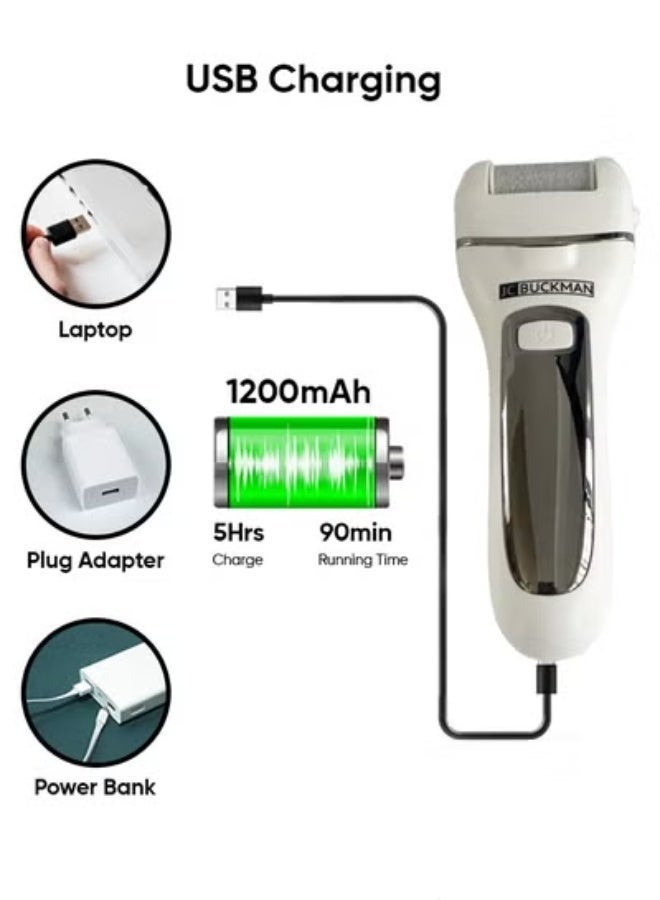 JC BUCKMAN Easy Pedi, Electric Foot Callus Remover Kit , Rechargeable, Portable Electronic Foot File Pedicure Tools - Image 5