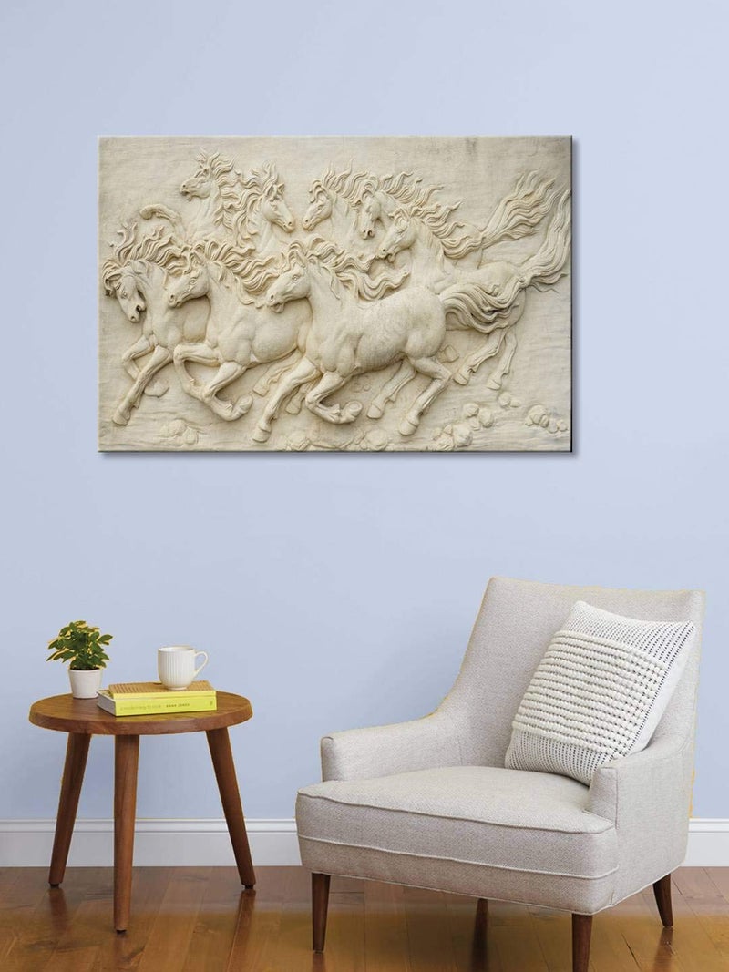 999Store Wooden Stretched Framed painting big size canvas seven horses with frame wall art bed room living dcor home Running Horse Wall frames modern stylish hanging Canvas 24X36 Inches Strectched Canvas FLP24360370