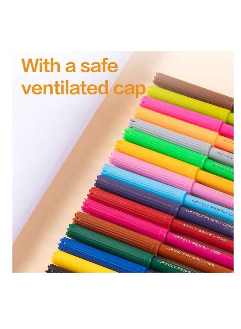 Deli 12-Piece Felt Colouring Pens Multicolour - Image 2