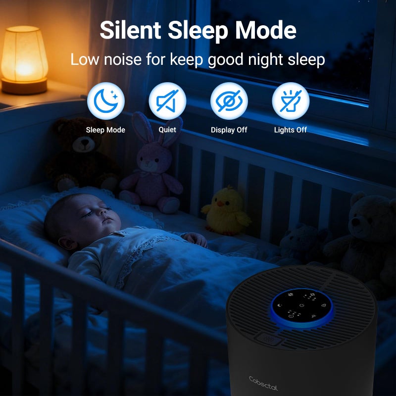 Cobectal Air Purifiers for Bedroom Home, Cobectal Air Cleaner with H14 True HEPA 3-in-1 Filter for Room up to 1050 ftÂ², Aroma Function, Sleep Mode, Portable Air Purifiers for Office, Dorm, RVs, Black - Image 5