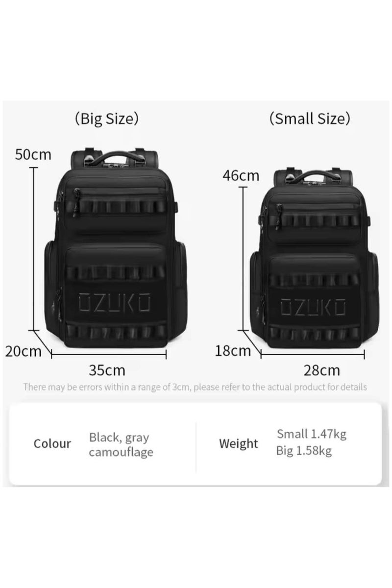 OZUKO 9797L Travel Laptop Backpack – USB Port, Water-Resistant, Airline-Approved, Black - Image 4