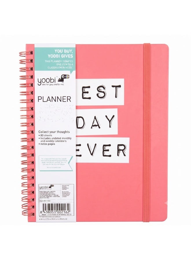 Yoobi Planner, 80 Sheets, Weekly & Monthly Organizer, Spiral Bound Planner with Durable Cover, - Image 1