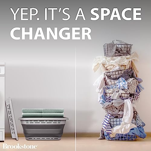 BROOKSTONE, 1 UNIT, 11 GALLONS - [OUR LARGEST BASKET EVER] 24" Collapsible Laundry Basket, Comfort Non-Slip Grip Handles, Minimalist Space Saving Design, Portable Pop-Up Hamper, [BPA FREE] - Image 4