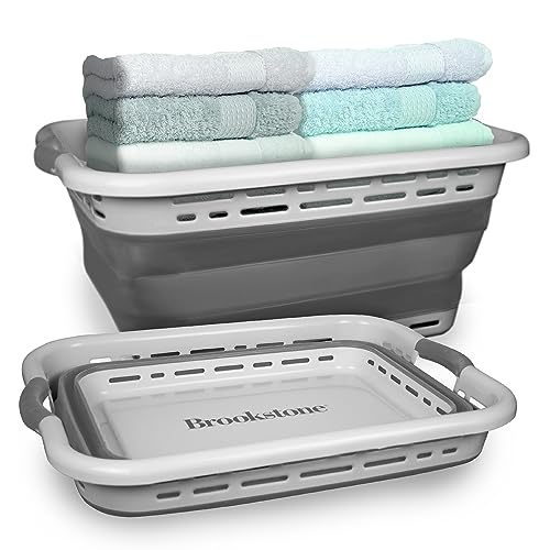 BROOKSTONE, 1 UNIT, 11 GALLONS - [OUR LARGEST BASKET EVER] 24" Collapsible Laundry Basket, Comfort Non-Slip Grip Handles, Minimalist Space Saving Design, Portable Pop-Up Hamper, [BPA FREE] - Image 1