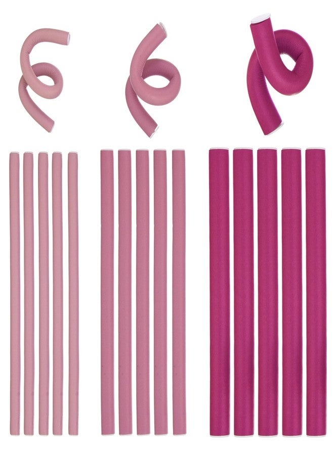 Expressions 18pc Flexible Curling Rods Pink Hair Curlers for Women In Assorted Sizes - Curly Hair Products For Spiral Curls & Waves| Classic Hair Roller Set, Volumizing Heatless Curler Value Pack - Image 2