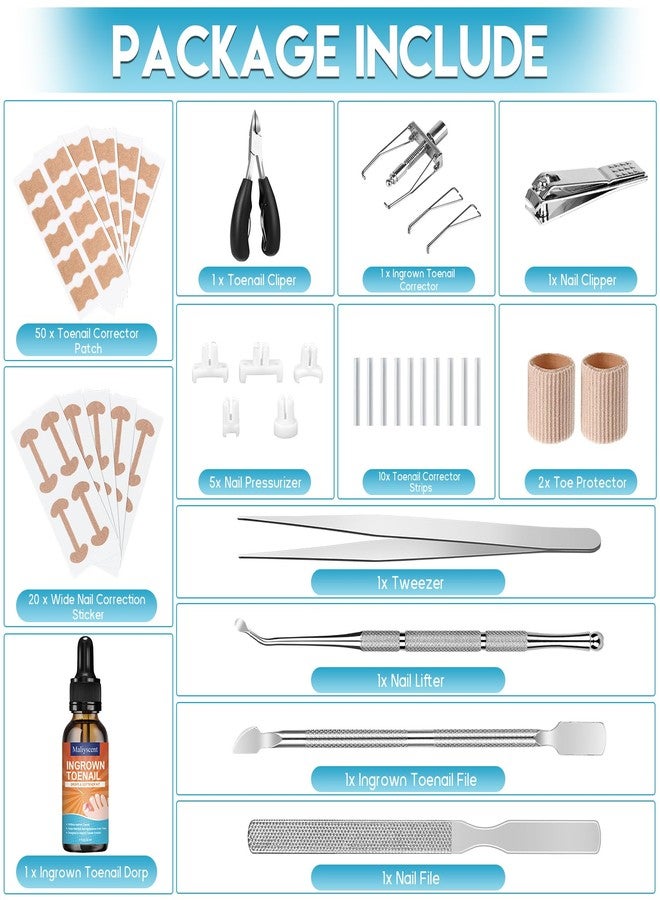 Maliyscent Ingrown Toenail Removal Kit, Professional Ingrown Toenail Tool Kit Includes Ingrown Toenail Corrector Drops, Corrector Patch, Toenail Clipper, Nail File Lifter Pedicure Tools - Image 2