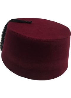 CAN Burgundy Velvet Fez Hat with Tassels (17cm*9cm) 