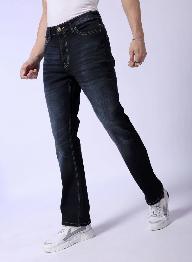 The Indian Garage Co Men Bootcut Solid Mid-Rise Stretchable Jeans