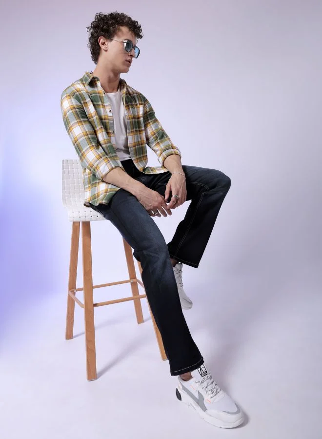 The Indian Garage Co Men Bootcut Solid Mid-Rise Stretchable Jeans