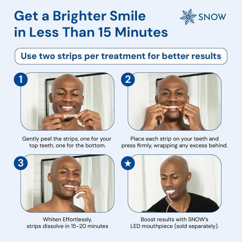 SNOW Diamond Dissolving Teeth Whitening Strips - Gentle & Enamel Safe White Strips for Teeth Whitening, at-Home Dental Hygiene & Tooth Care with Hydroxyapatite - 42 Ct - Image 3