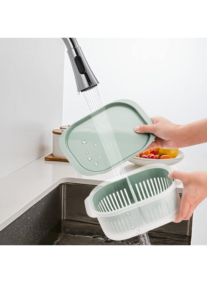 Set of 3 Produce Saver Containers for Fridge, Plastic Fruit Vegetable Storage Containers, with Airtight Lid & Divided Colanders, Stackable Fridge Organizer Bins, for Lettuce, Berry, Avocado - Image 3