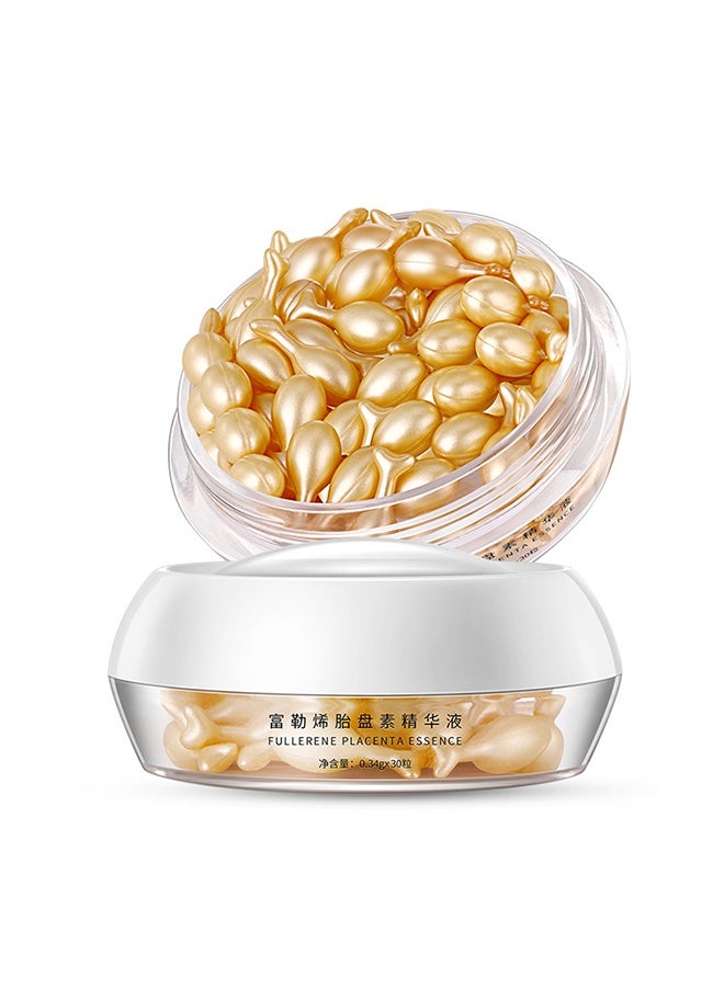 YZKMSKIN Fullerene Placenta Essence，Nourishing Anti-Aging Night Serum, Vitamin E Face Serum for Dark Spots, Wrinkle Reduction & Skin Brightening, Face Serum for Women 30PCS - Image 1
