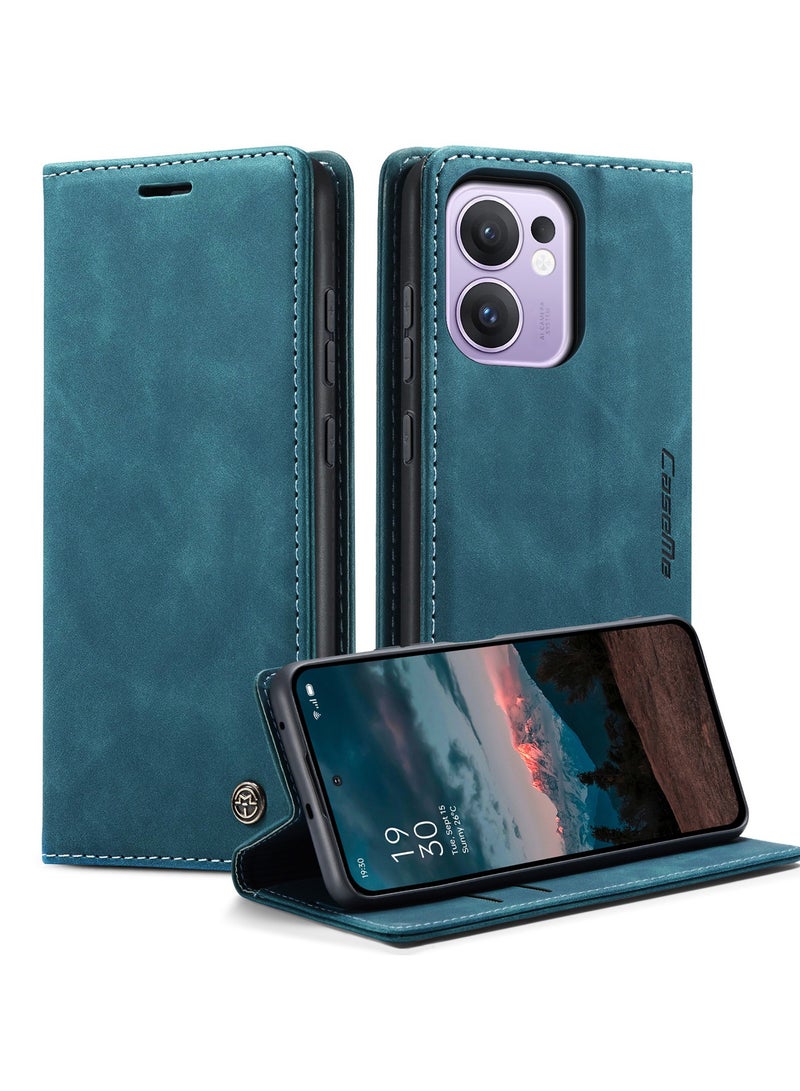 CaseMe Phone Case Luxury PU Leather Design 013 Flip Cover Card Slot Holder Cover For Oppo Reno 13F (Green) - Image 2