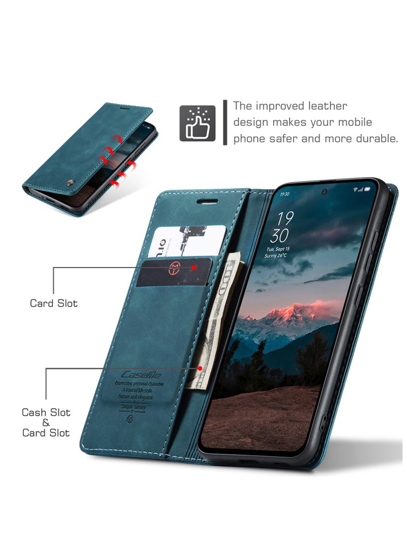 CaseMe Phone Case Luxury PU Leather Design 013 Flip Cover Card Slot Holder Cover For Oppo Reno 13F (Green) - Image 4