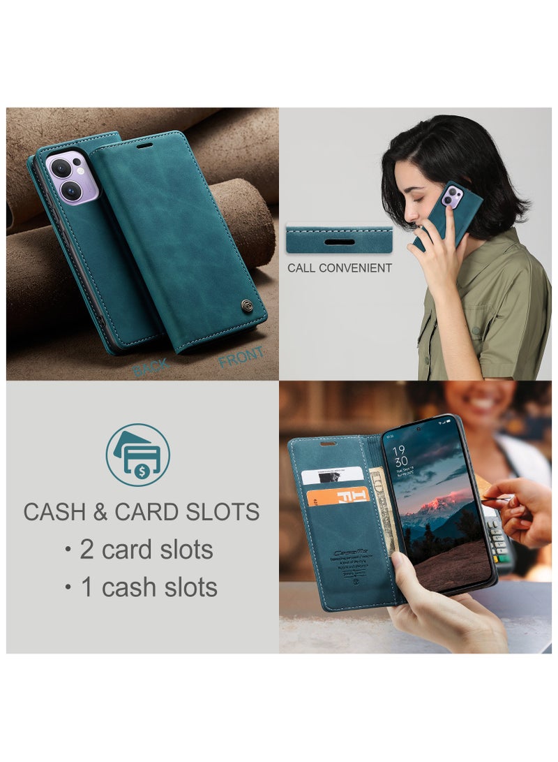 CaseMe Phone Case Luxury PU Leather Design 013 Flip Cover Card Slot Holder Cover For Oppo Reno 13F (Green) - Image 5