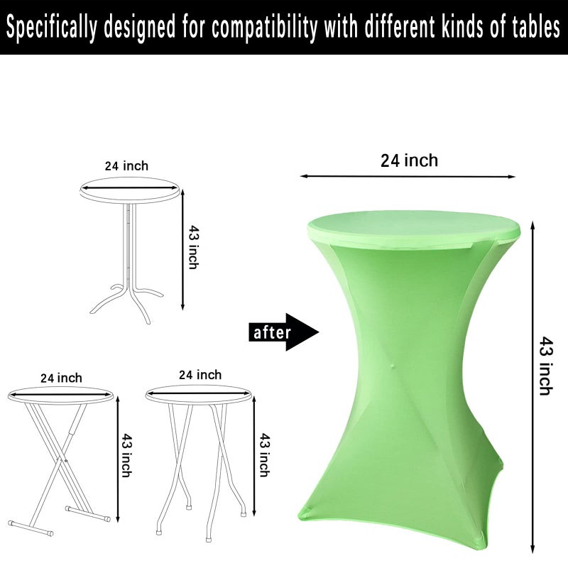 fhberni 2 pack 24 × 43 بوصة كوكتيل أخضر tablecloth دنة جولة الغلاف الجدول المجهزة لحفل حفلات حفلات الزفاف - Image 3
