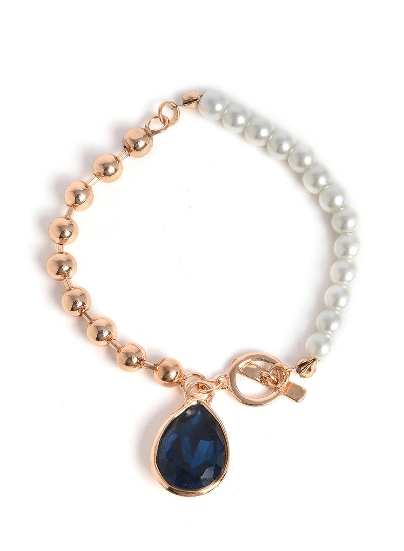 SOHI White Pearls Link Artificial Bracelet Jewellery - Image 1