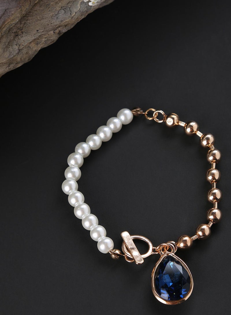 SOHI White Pearls Link Artificial Bracelet Jewellery - Image 2