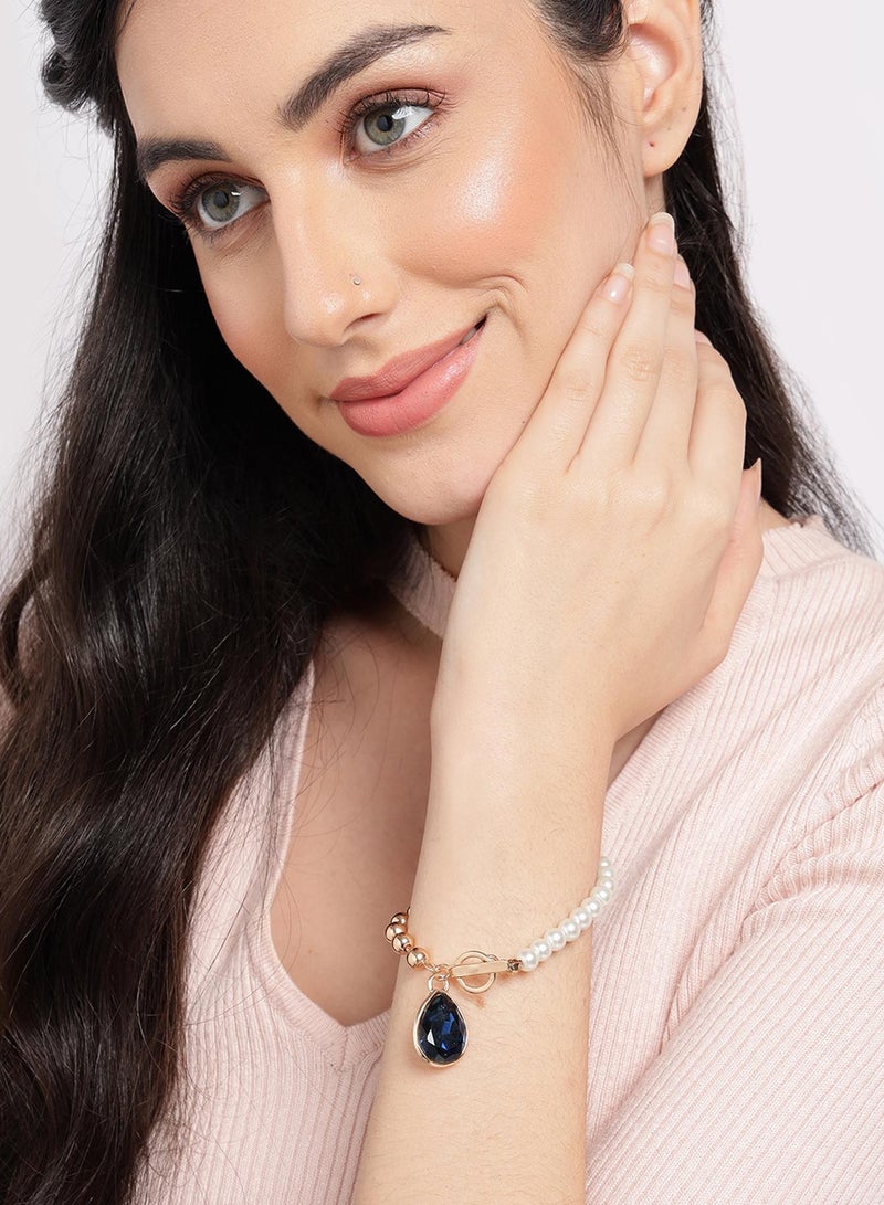 SOHI White Pearls Link Artificial Bracelet Jewellery - Image 3