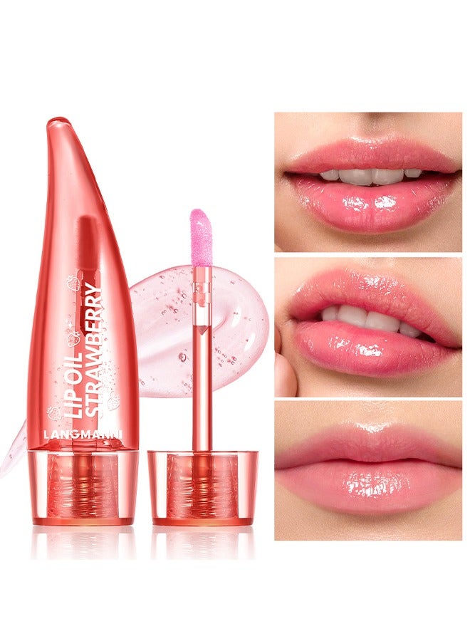لانجمانّي زيت الشفاه الفراولة - درجة الحرارة تغيير اللون الترطيب ماكياج أحمر الشفاه ترطيب الشفاه ممتلئ العناية بالشفاه المدمرة زيت توهج الشفاه طويل الأمد ، مغذي إصلاح ترطيب ، تقليل تجاعيد الشفاه - Image 1