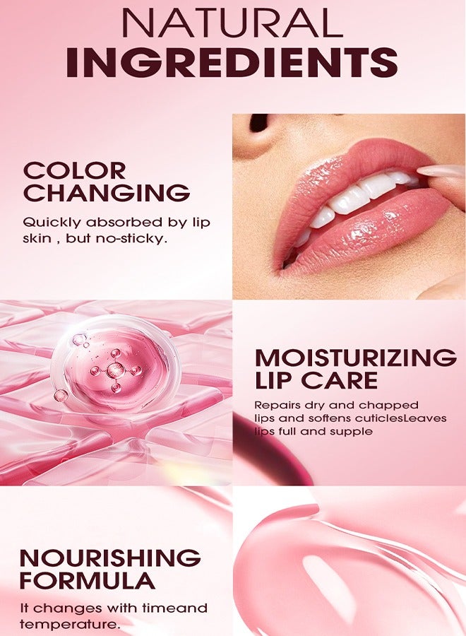 لانجمانّي زيت الشفاه الفراولة - درجة الحرارة تغيير اللون الترطيب ماكياج أحمر الشفاه ترطيب الشفاه ممتلئ العناية بالشفاه المدمرة زيت توهج الشفاه طويل الأمد ، مغذي إصلاح ترطيب ، تقليل تجاعيد الشفاه - Image 4