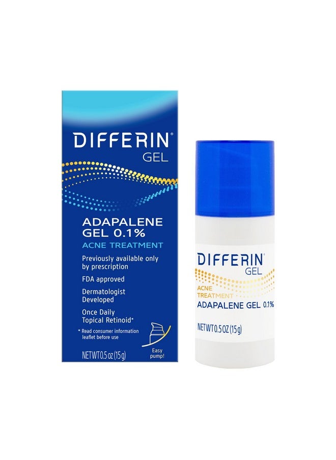 differin - Acne Treatment Gel, 30 Day Supply, Retinoid Treatment For Face With 0.1% Adapalene, Gentle Skin Care For Acne Prone Sensitive Skin, 15G Pump (Packaging May Vary) - Image 1