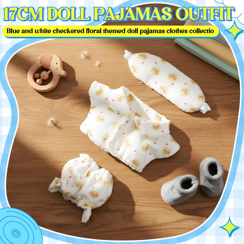 Simgoing 17cm Doll Clothes Pajamas Set with Pants Eye Mask Good Night Bedding Clothes Outfit Gifts Fits Most 17cm Dolls Accessories for DIY Dress up Lovers (Yellow Star) - Image 5